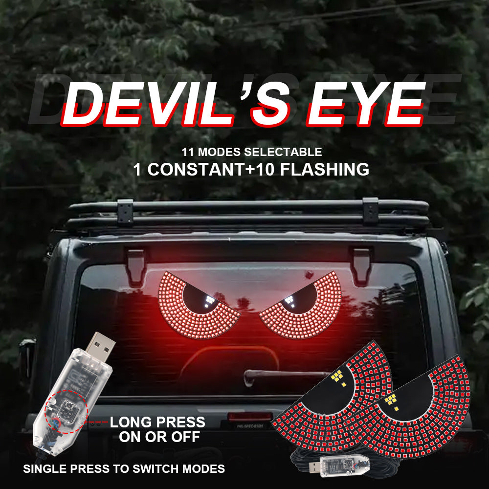 2Pcs Car LED Decorative Lights For Evil Eyes Led Atmosphere Lamp Interesting Devil Eye Light Red Strobe Warning Auto Accessories
